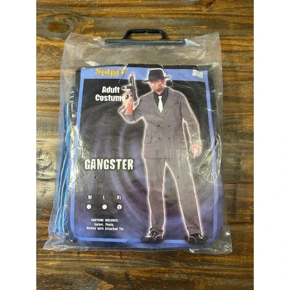 Spirit Halloween Gangster Costume XL Pinstripe Suit Jacket Pants Tie 1920s Mens - Picture 12 of 13